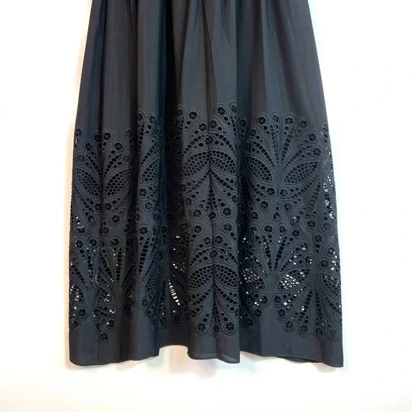 NWT Shoshanna Ari Laser Cut Midi Eyelet Dress Black Size 2 - Picture 9 of 16